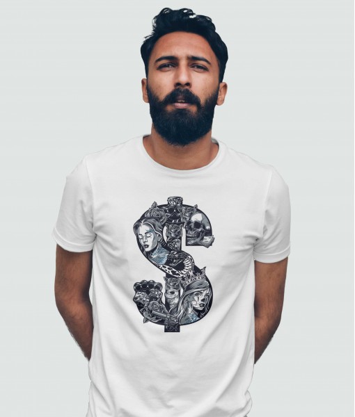 Мъжка тениска с щампа Готика Dollar sign